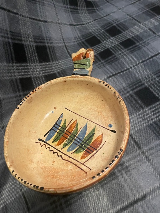 not sure Other - Hand-Painted Ceramic Accent Bowl in Cream, Blue, Green and Orange
